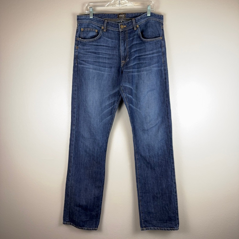 Rye 51 Dark Wash Straight Slim Stretch Jeans Made in California Mens Size 33